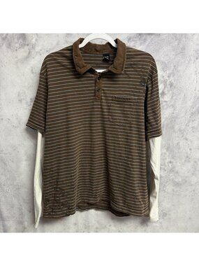 Quiksilver Long Sleeve Polo Shirt Mens XL Double Sleeve Y2K Striped Surf